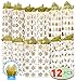 JOYIN 12 PCS Christmas Wine Bottle Bags Gold Foil with Tissue Paper and Name Tags 6 Print Designs for Winter Holiday Xmas Gift Party Favor Decoration, Liquor Lovers and Drinkers Gift Presents