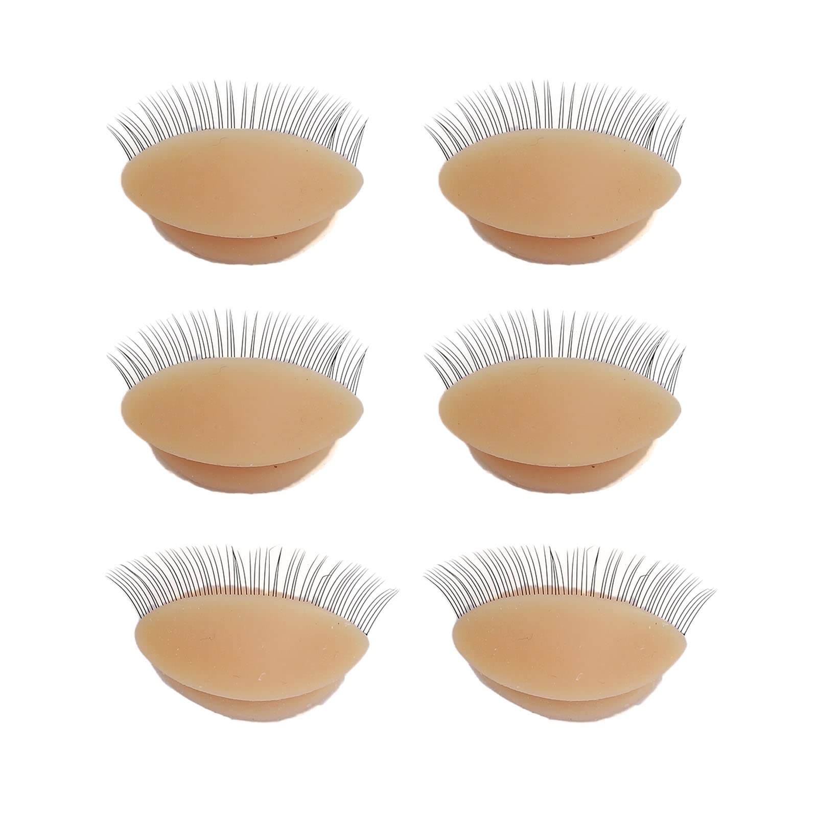 Sonew 3 Pairs Replacement Eyelids for Mannequin Head, Removable Eyelids with Eyelashes for Eyelash Extension Training (Skin Color)