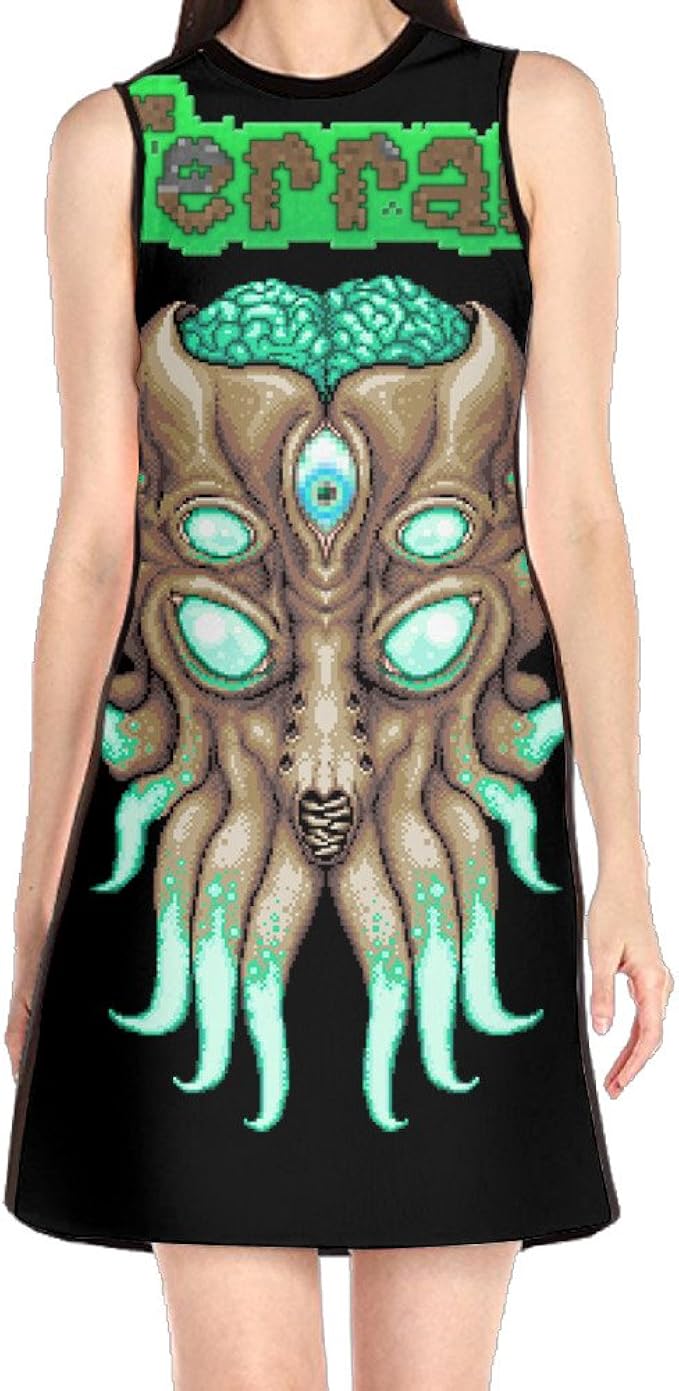 Amazon.com: Terraria Moon Lord Head Women's Dresses Round Neck Party