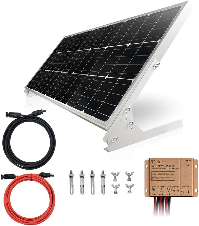 Amazon Com Tp Solar 100w 12v Solar Panel Kit Battery Charger 100 Watt 12 Volt Off Grid System For Homes Rv Boat 20a Solar Charge Controller Solar Cables Brackets For