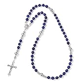 CACALOSS 6MM Catholic Matte Black Rosary Cross Necklace for Baptism Prayer Meditation Eucharist Gift