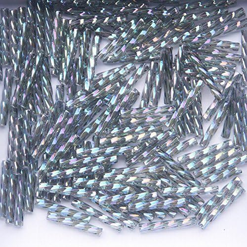 Pewter Rainbow Matsuno Spiral Bugle Glass Beads 12mm 100g
