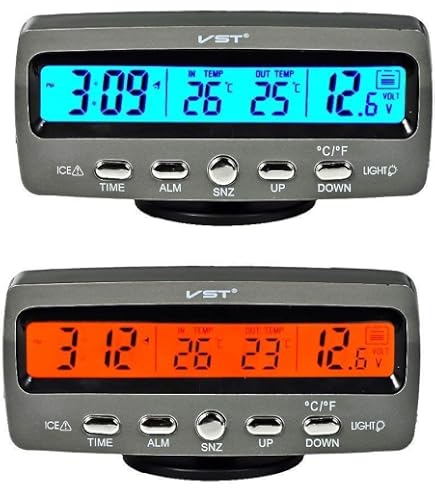 Meichoon Horloge Numérique 3-en-1 Voltmètre + Thermomètre 12V Étanche IP67 – Bleu LED Grand Écran Pour Moto, Voiture, Vélo Électrique