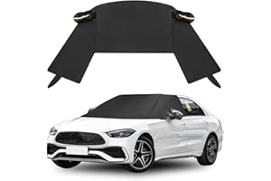 YWNYT Car Windshield Cover with Side Mirror Covers 4 Layers Heavy Duty Protects Windshield from Rain Sun Frost Extra Large Size Fits Most Cars (Black-Sedans)