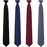 Bencailor 4 Pcs Men's Clip-on Ties Solid Color Men's Tie Pre Tied Clip on Ties for Man Clip on Necktie Button Tie