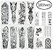 DaLin Extra Large Black Full Arm Temporary Tattoos and Half Arm Tattoo Sleeves for Men Women, 18 Sheets (Collection 3)