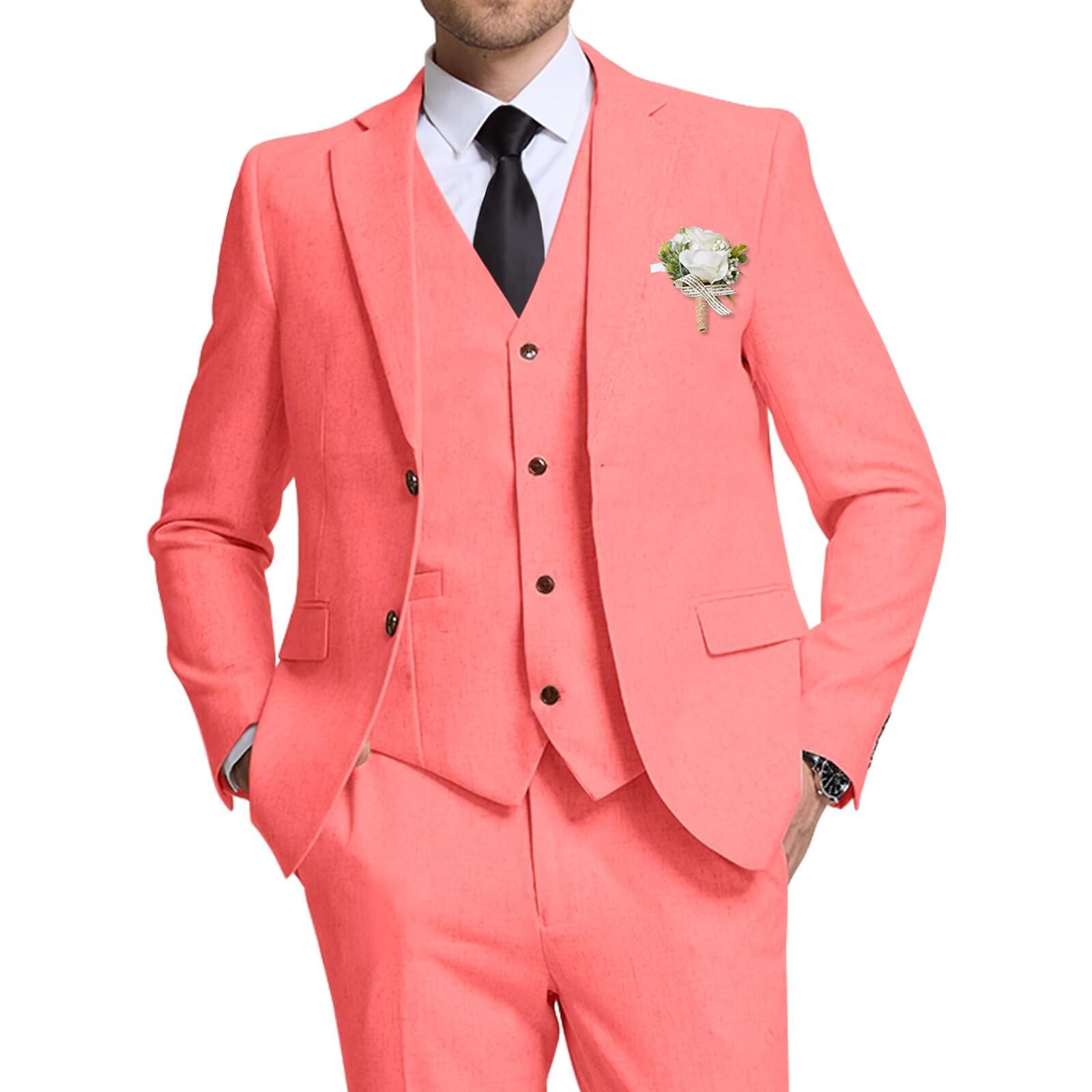 High-End Suits Retro Linen Men Suit Beach Wedding