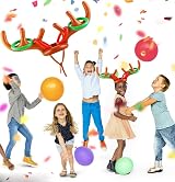 VEYLIN Inflatable Reindeer Antler Hat with Rings Party Toss Game for Kids Adults view 3