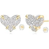 MYEARS Women Stud Earrings Gold Cluster Cubic Zirconia 14K Gold Plated Small Simple Hypoallergenic Everyday Jewelry