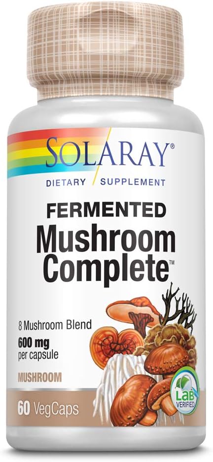 Solaray Fermented Mushroom Complete 600 mg | Healthy Immune Function Support | 30 Serv | 60 VegCaps