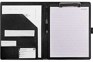 VANRA Padfolio Clipboard Folder Leather Portfolio Binder Organizer Interview Resume Folder for Papers Legal Document A4 Lette