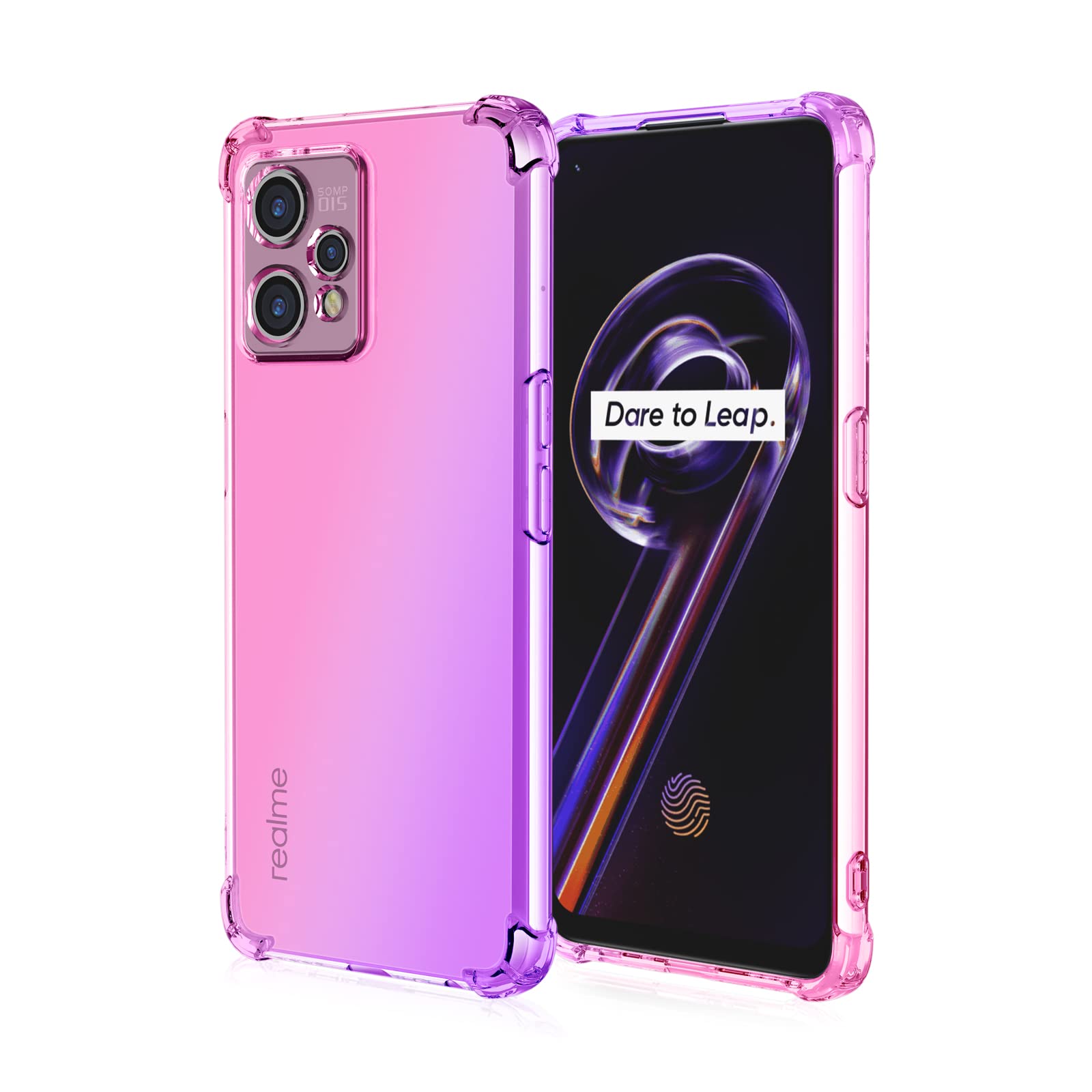 WEIOU Soft TPU Cover for Realme 9 Pro/Realme 9 5G (6.6") Case, Slim Fashion Non-Slip Flexible Protective Shock Absorption Gradient Transparent Phone Shell Bumper (Pink Purple)