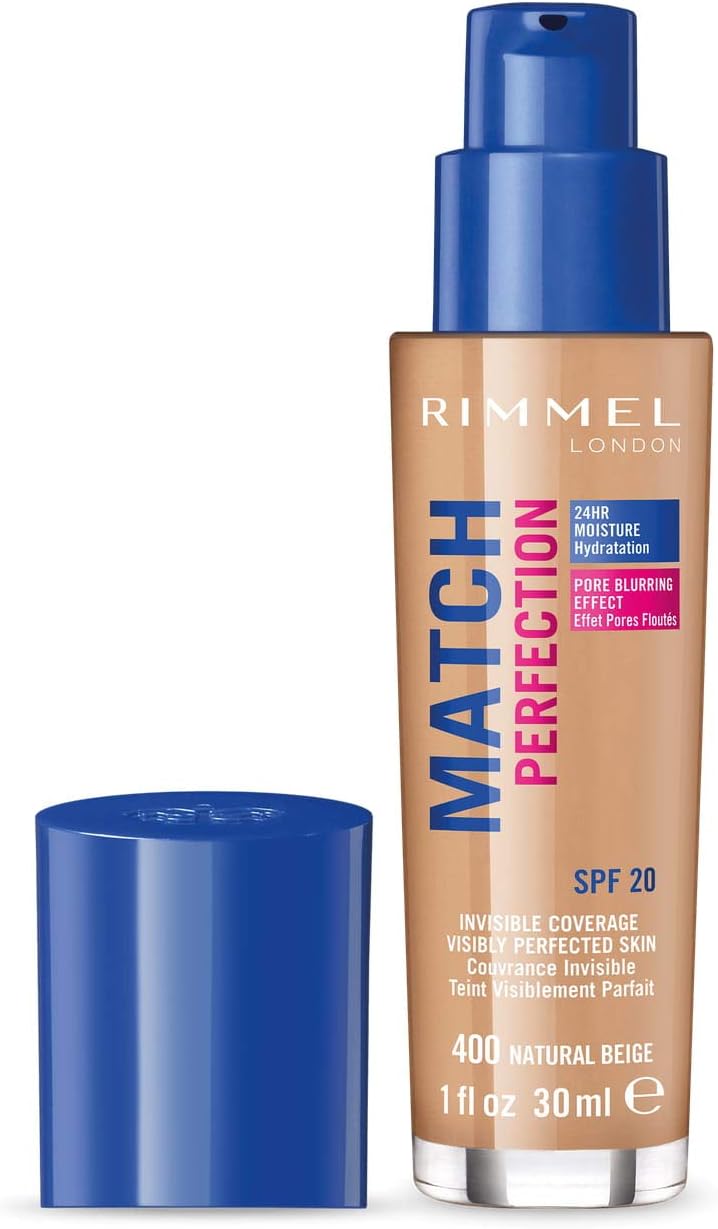 Rimmel Match Perfection Foundation Natural Beige 400 Medium SPF20 Cruelty Free