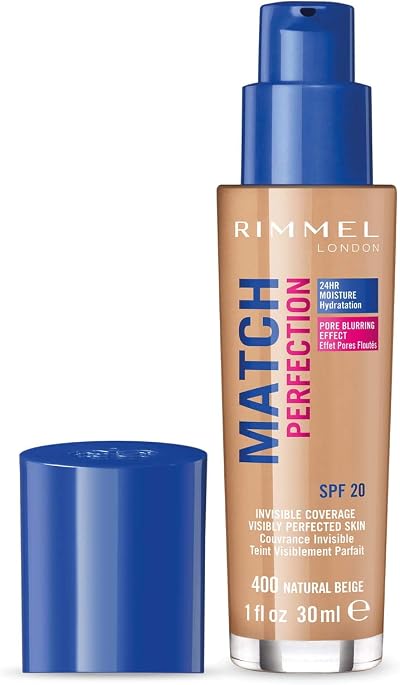 Rimmel Match Perfection Foundation Natural Beige 400 Medium SPF20 Cruelty Free