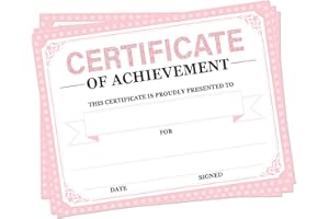 ADDUSTER 30 Pieces Certificate of Achievement Student Awards Certificates Paper Month Certificates 8.5 x 11 Inch (Pink)