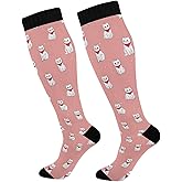 Wusikd Milk Cow Compression Socks for Women and Men Circulation Flowers Long Socks for Athletic Running 2