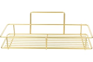 TOYANDONA Bathroom Wall-mounted Suction Storage Shelf Small Gold No-drill Shower Caddy Bath Essential