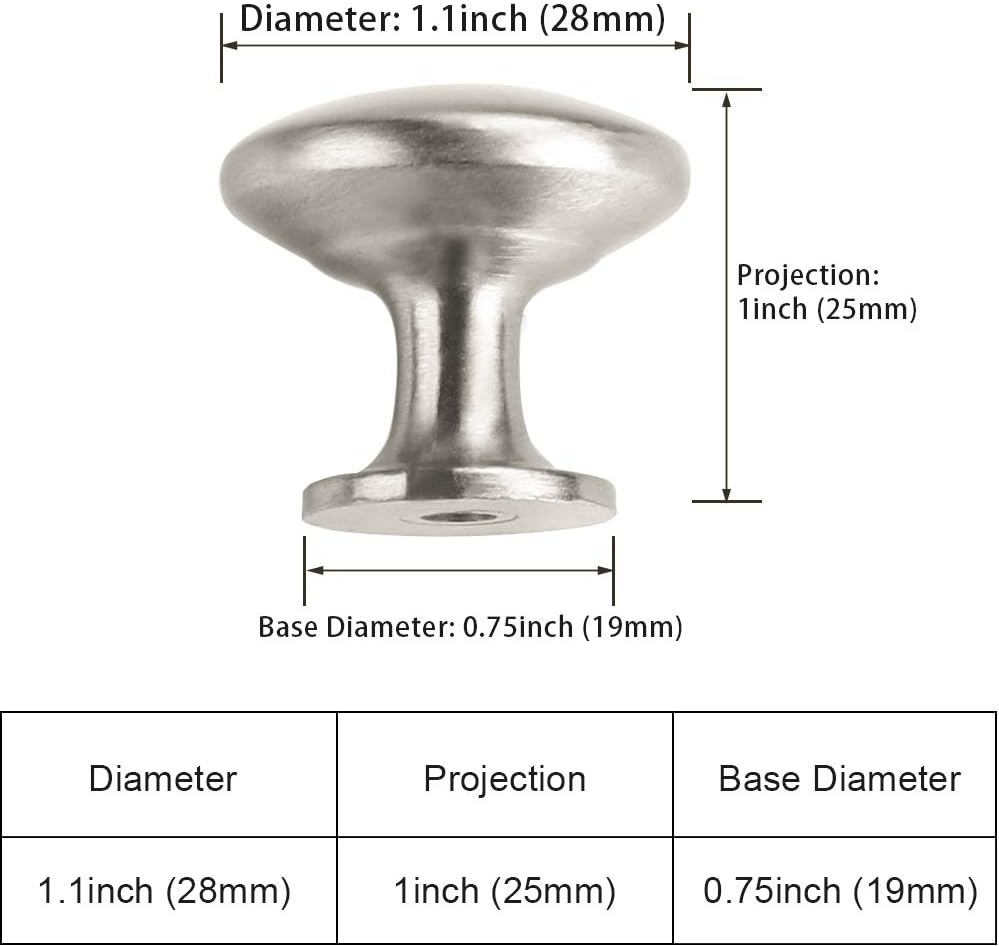 LONTAN 5 Pack Brushed Nickel Door Knobs Drawer Knobs for Kitchen Door Cabinet Pulls Zinc Alloy Kitchen Cupboard Furniture - Image 3