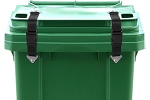 QUFA Raccoon Resistant Trash Can Lock Strap - Prevent Animal Rummaging & Secure Lid, Windproof Garbage Can Lock for Outdoor Use - 2-Piece Set