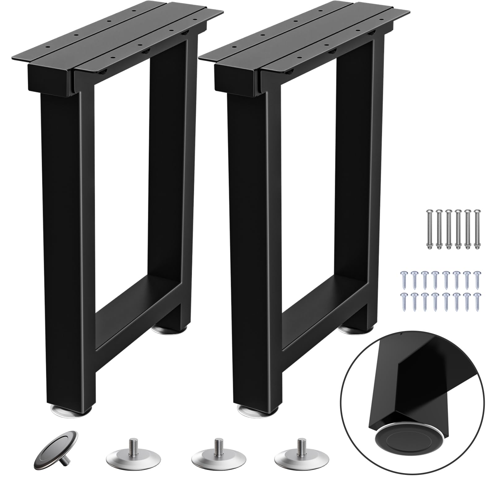 Photo 1 of TOCRETOARE Metal Table Legs Heavy Duty, 16”H x 12”W, Metal Furniture Legs for Dining Desk Bench and Coffee Table, Industrial Black DIY Iron Bench Legs, Set of 2