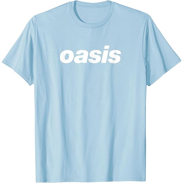Amazon.com: Oasis – White Logo On Baby Blue T-Shirt : Clothing