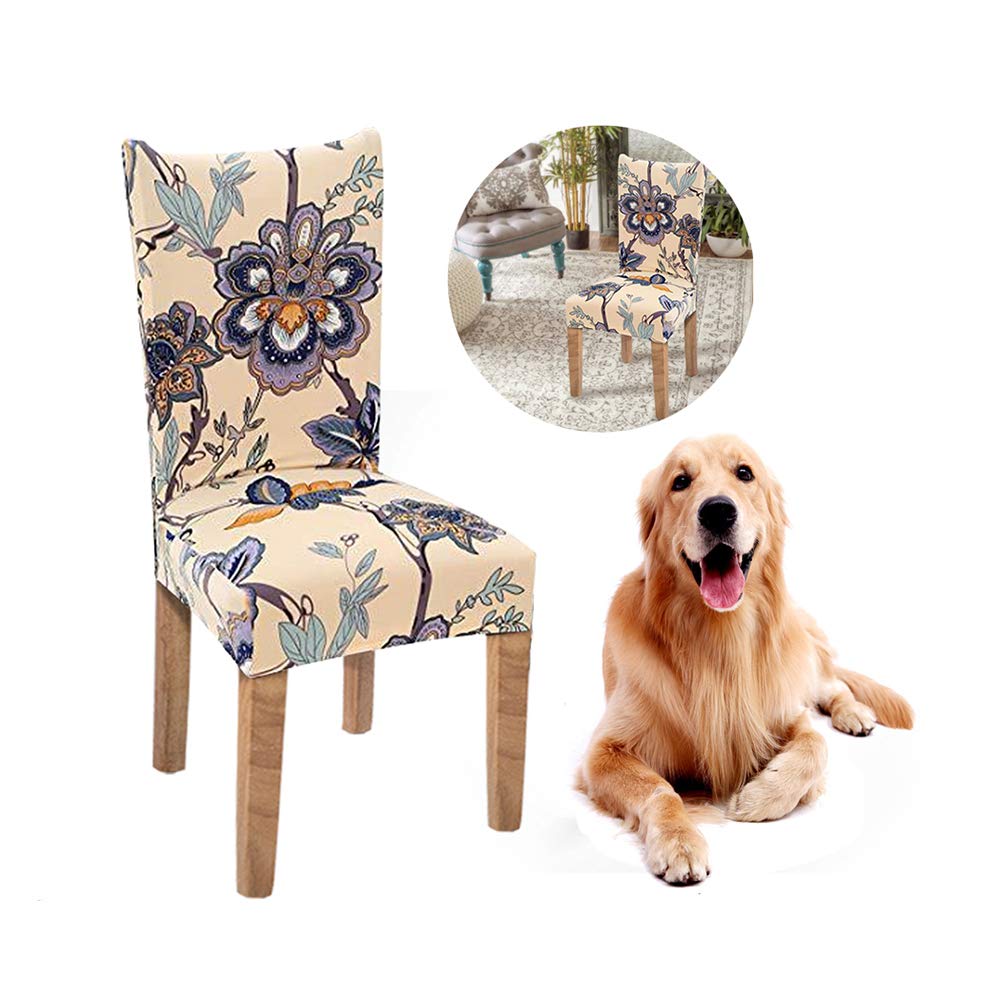 JunYito Chair Covers Dining Chair Covers Slipcovers Top Chair Protector for Dining Room Hotel Ceremony Banquet Wedding Party Décor (U-daffodil, 6 Pcs)