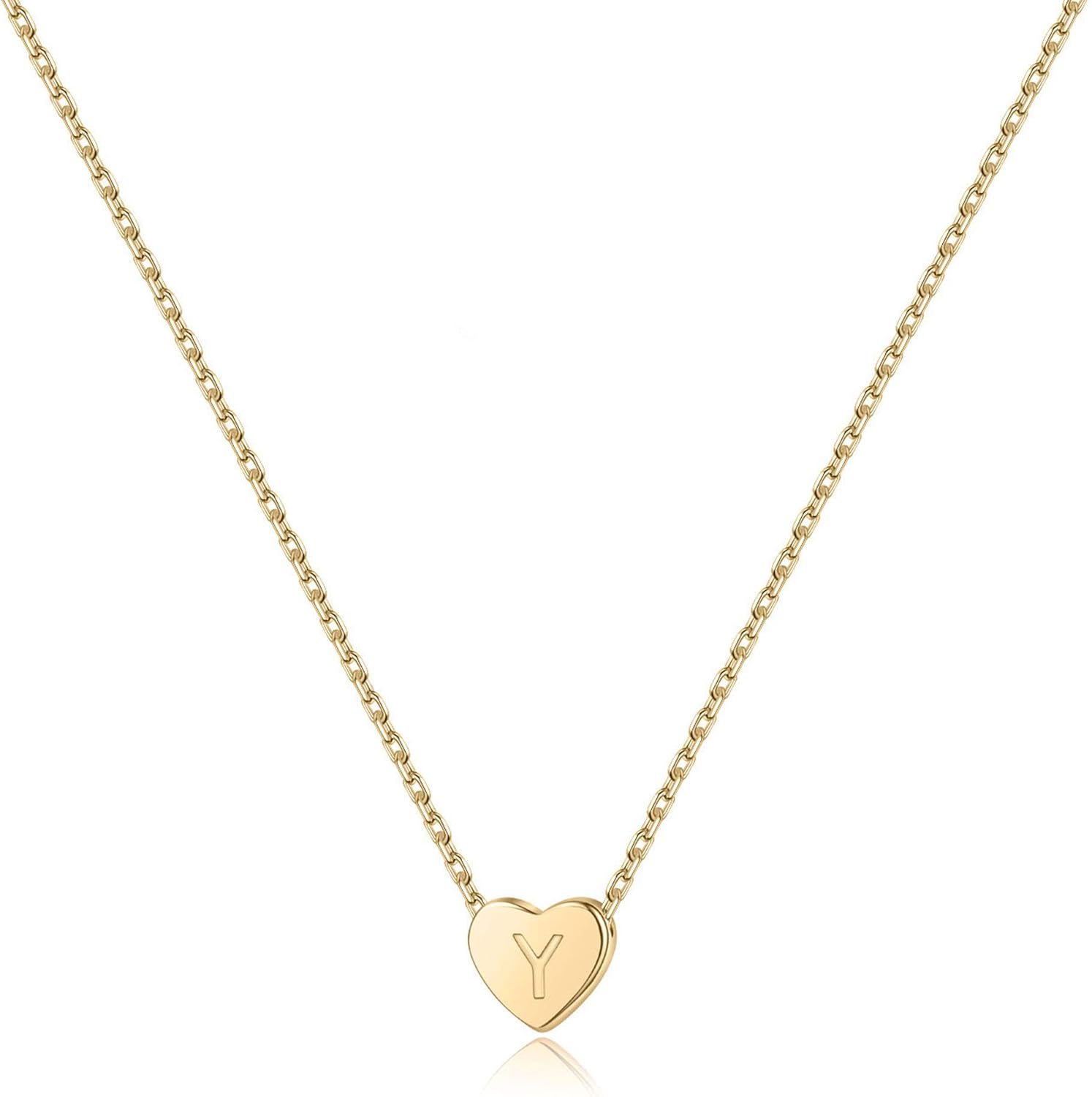 MONOOC Tiny Y Initial Heart Necklace for Women Girls, 925 Sterling Silver 14K Gold Filled Initial Flower Girl Necklaces for Teen Girls Kids Children Jewelry Birthday Gifts for Girls: Jewelry