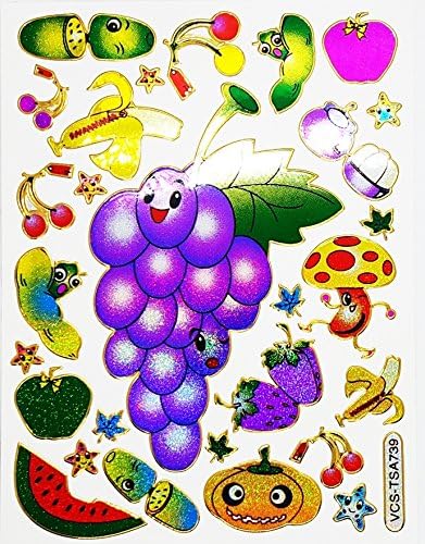 Amazon Com Hho Sweet Grape Fruit Mixed Fruit Collection For Children Activities Cartoon Colorful Baby Stickers Decals Nursery Decor Kid Size 4 X 5 25 Inch Sheet Sports Outdoors