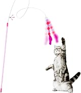Cobee Cat Feather Toys Soft Wand Toy with Bell Pompom 80 cm Cat Teaser