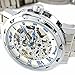 YouYouPifa Men's Alloy Strap Wind Round Mechanical Watches (Silver Strap/White Dial)