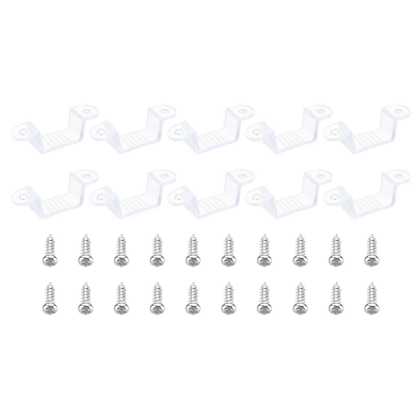PATIKIL LED Strip Light Clips, 100 Pack Mounting Bracket Fixing Clips Clamp Holders with Screws for 16mm-19mm Neon RGB Light Cable Ribbon, Translucent