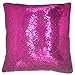 URSKYTOUS Reversible Sequin Pillow Case Decorative Mermaid Pillow Cover Color Changing Cushion Throw Pillowcase 16” x 16”,White and Rose Red