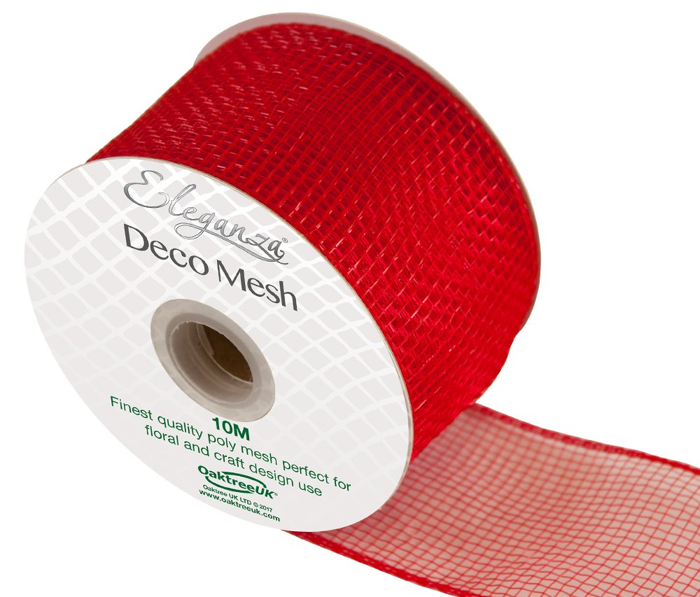 Eleganza Deco Mesh 63mm x 10m Red No.16, Synthetic Material, 63 mm x 10 m
