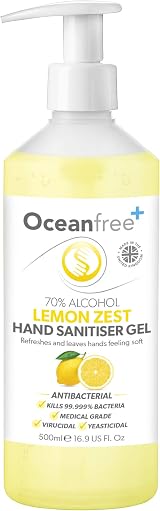 Ocean Free Lemon Zest Hand Sanitiser Gel 500ml 70% Alcohol UK Made view 1