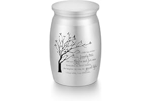 XIUDA Small Urns for Human Ashes Keepsake Tree of Life Aluminum Memorial Mini Cremation Urn for Women Men Decorative Funeral 