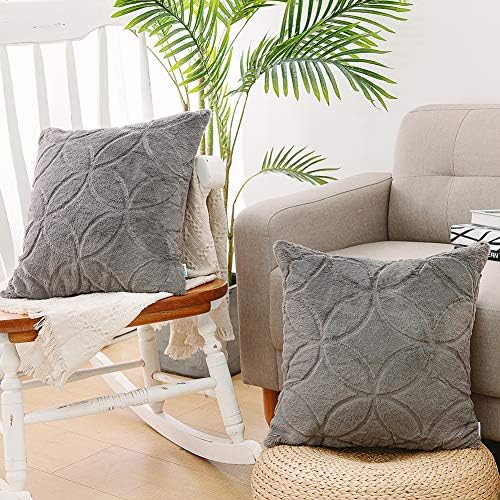 NordECO HOME Luxury Soft Fleece Faux Fur Throw Pillow Covers, No Pillow Insert, 18" x 18" Inch, Grey, 2 Pack 6 NordECO HOME Luxury Soft Fleece Faux Fur Throw Pillow Covers, No Pillow Insert, 18" x 18" Inch, Grey, 2 Pack