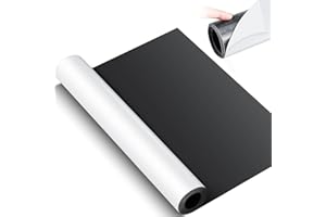 Relaxweex 12 Inch x 5 ft x 30mil Extra Large Adhesive Magnetic Sheet Roll Not Printable Adhesive Backing Cut and Customize Flexible Sheets Blank White Surface Magnetic Sign for Craft Photo Craft