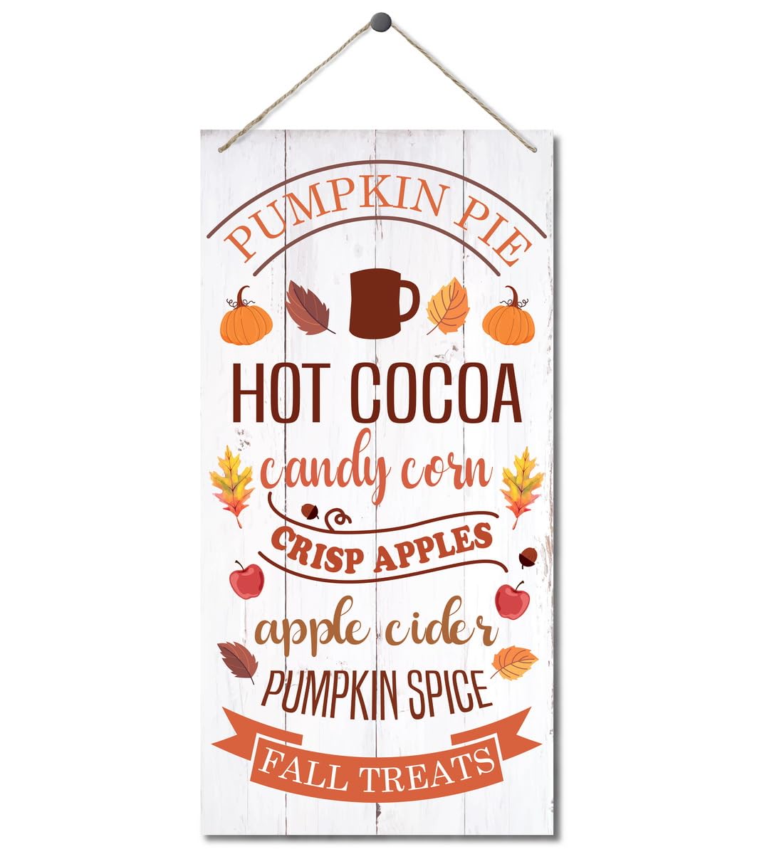 Photo 1 of ***FACTORY SEALED*** Fall Decoration, Hanging Wood Sign Home Decorative, Fall Wall Decor, Decor for Home Kitchen, Decor for Coffee Tea Bar, Fall Treats • Hot Cocoa • Candy Corn • Pumpkin Spice • Crisp Apples • Apple Cider