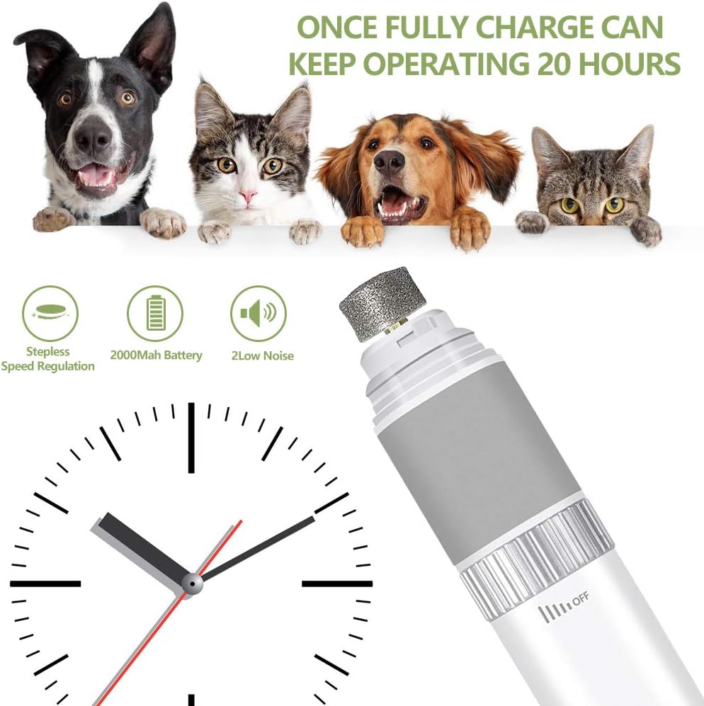 MASALING Nail Clippers for Dogs Premium， Quiet Dog Nail Grinder Stepless Speed Pet Nail Grinder, Professional 7500-PT 5V Nail File for Dogs(White) : Pet Supplies