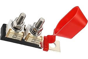 VekAuto 150A MRBF Terminal Fuse Block Kit, Double Studs Max Voltage 58V for Car Marine Boat RV, Plastic, Black, 1 Set Auto Ac