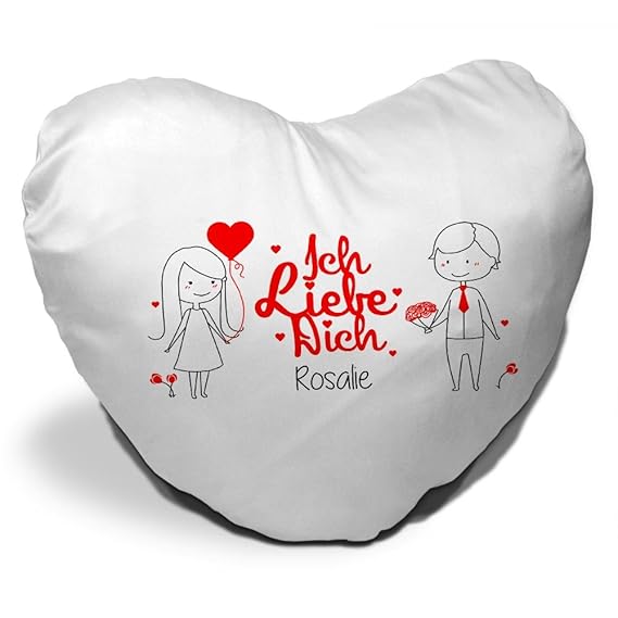 Herz-Kissen mit Namen Rosalie und Spruch - Ich liebe dich - mit Liebespaar zum Valentinstag ...