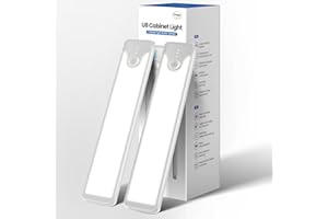 Homelist Under Cabinet Lights, 60 LED Wireless Under Cabinet Lighting Motion Sensor Indoor, Rechargeable Battery Operated Closet Night Light for Kitchen Counter Stair Wardrobe Cupboard 2 Pack (White)