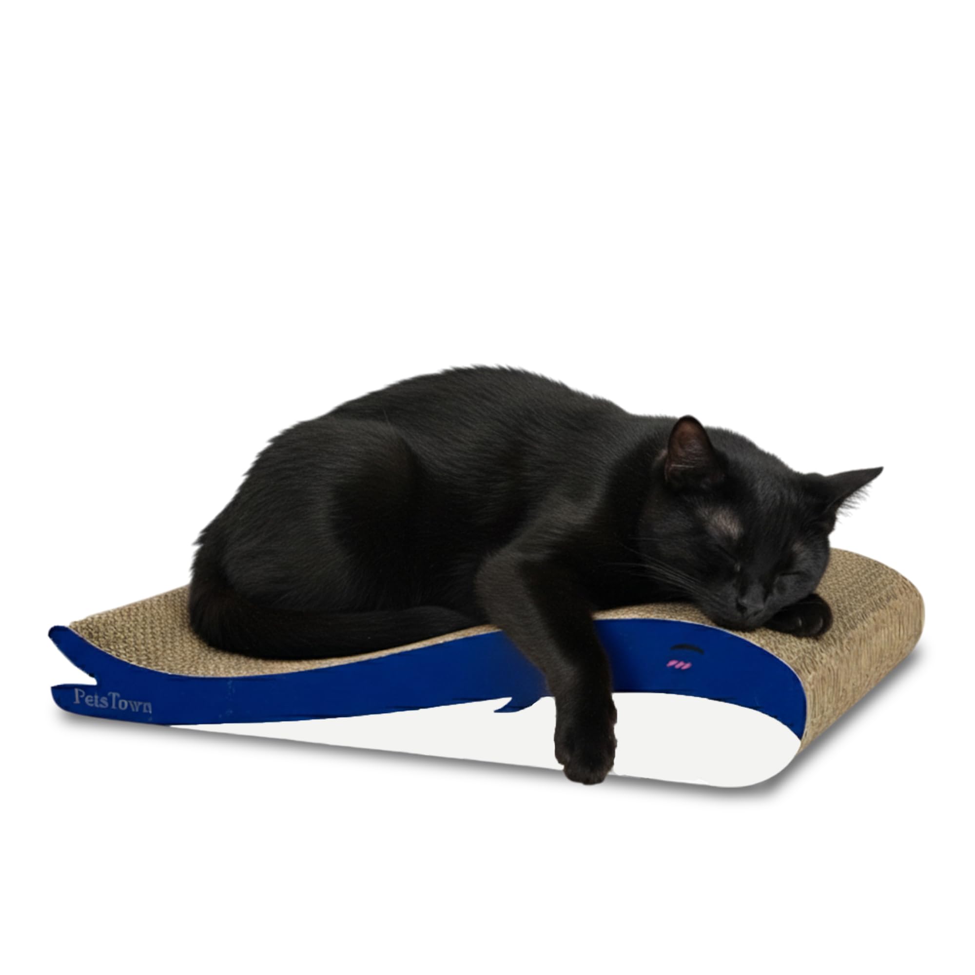 PetsTown Cat Scratcher Board, Durable Cardboard Cat Scratching Pad for Indoor Cats Protect Furniture, Large (Baby Whale)