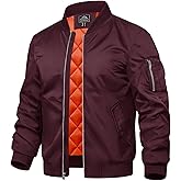 TACVASEN Mens Bomber Jacket Windproof Windbreaker Thermal Quilted Jacket Warm Winter Padded Coats
