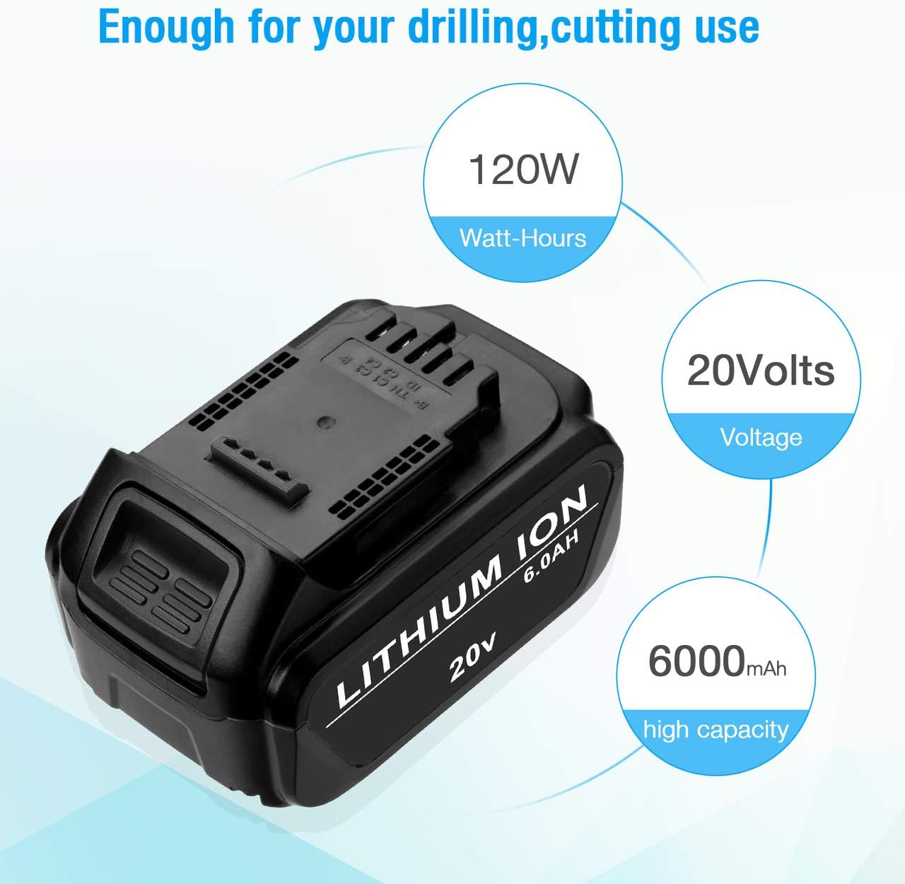 Upgraded 6.0Ah 20V Replacement Battery Compatible with Dewalt 20V Max XR DCB205 DCB204 DCB206 DCB205-2 DCB200-2 DCB180 DCD985B DCB200 Dewalt DCD/DCF/DCG Series 2 Pack - - 