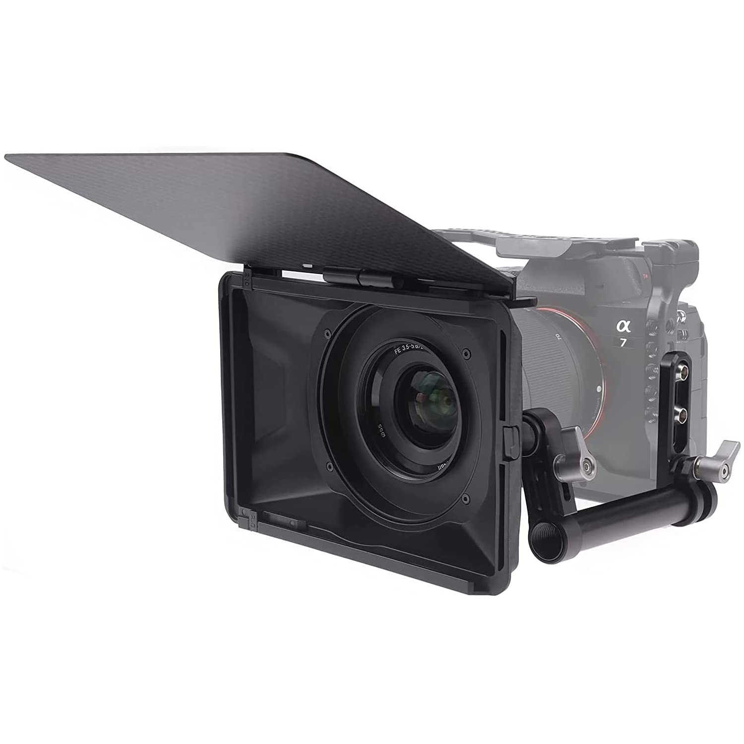 Hersmay Mini Matte Box Lightweight Clip-on Lens Matte Box With 15mm Rod Clamp for DSLR Mirrorless Camera for Sony A7IV A9 A7 A7R A7S II III IV; For Nikon Z6 Z7 II;R5 R6 M5 M50 GH5 BMPCC 4K 6K Pro