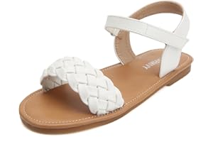 Charmivy Girls Sandals Braided Upper Flat Dress Sandals Round Open Toe Summer Shoes Little Kid/Big Kid