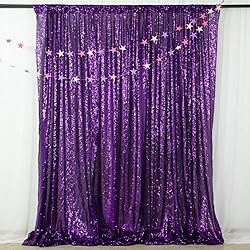 ShinyBeauty Sequin Backdrop Curtain Purple 5FTx10FT