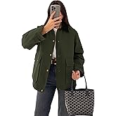 RomMoon Womens Casual Cargo Jacket Long Sleeve Button Lightweight Outwear Coats with Pockets