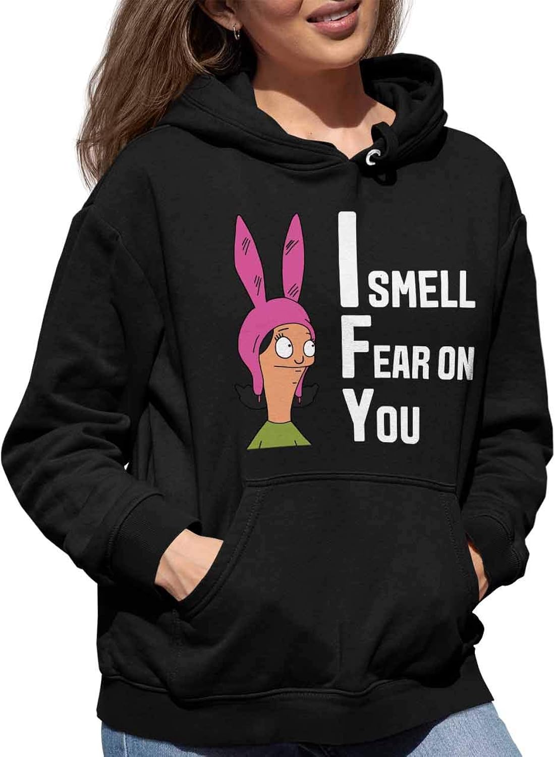 Amazon.com: Women's Louise Belcher I Smell Fear on You Design Hoodie Funny Long Sleeve Pullover 